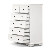 Venice 4pc Queen Size Set Bedroom Suite Bed Frame Bedside Table Tallboy  White