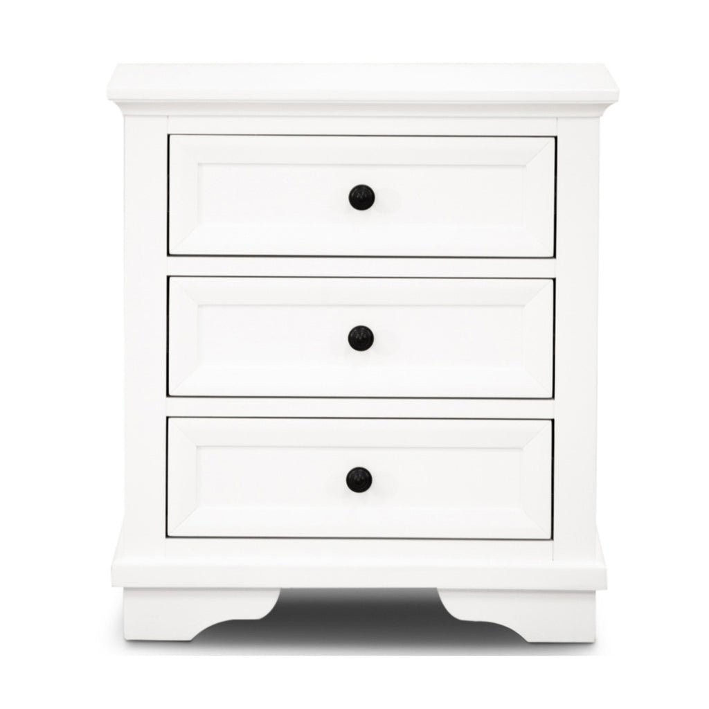 Venice Bedside Table 3 Drawer White