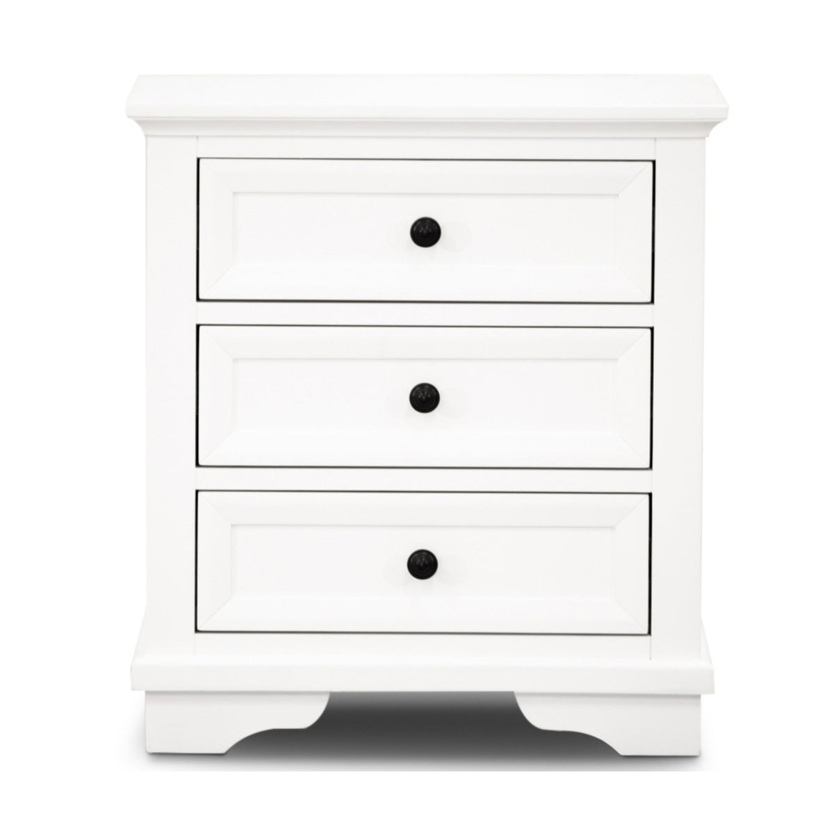 Venice Bedside Table 3 Drawer White