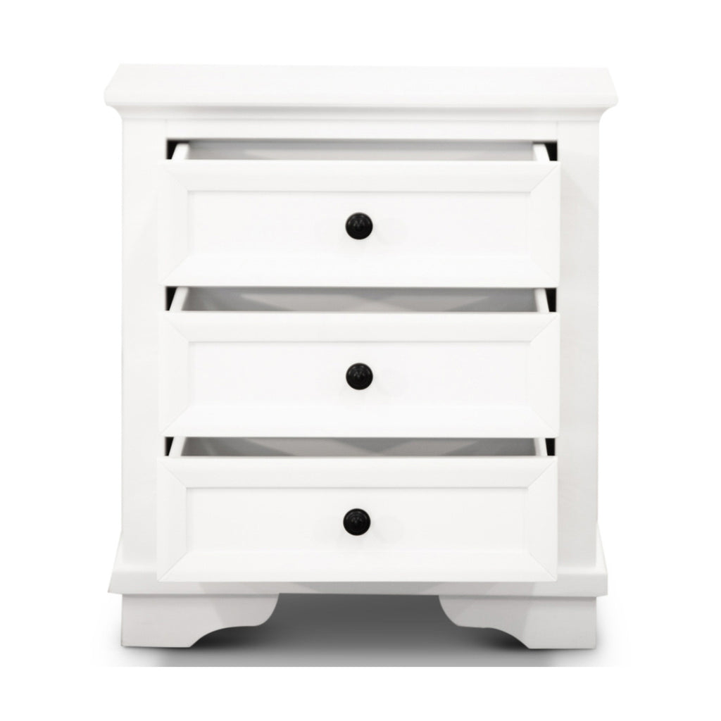 Venice Bedside Table 3 Drawer White