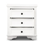 Venice Bedside Table 3 Drawer White