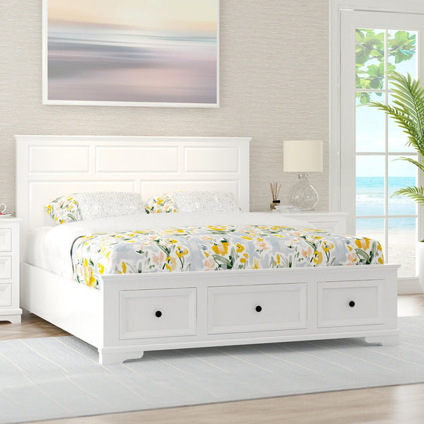 Venice King Size Bed Frame 3 Drawer Storage White