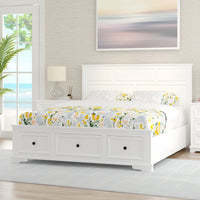 Venice Queen Size Bed Frame 3 Drawer Storage White