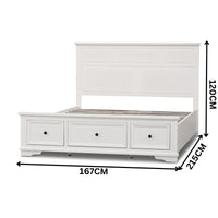 Venice Queen Size Bed Frame 3 Drawer Storage White