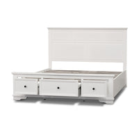 Venice Queen Size Bed Frame 3 Drawer Storage White