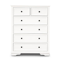 Venice Tallboy Chest of 6 Drawer Cabinet White