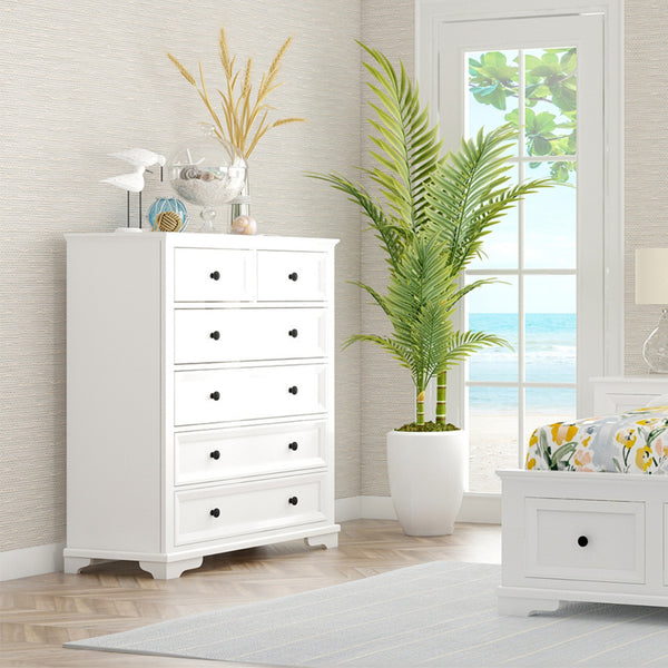 Venice Tallboy Chest of 6 Drawer Cabinet White