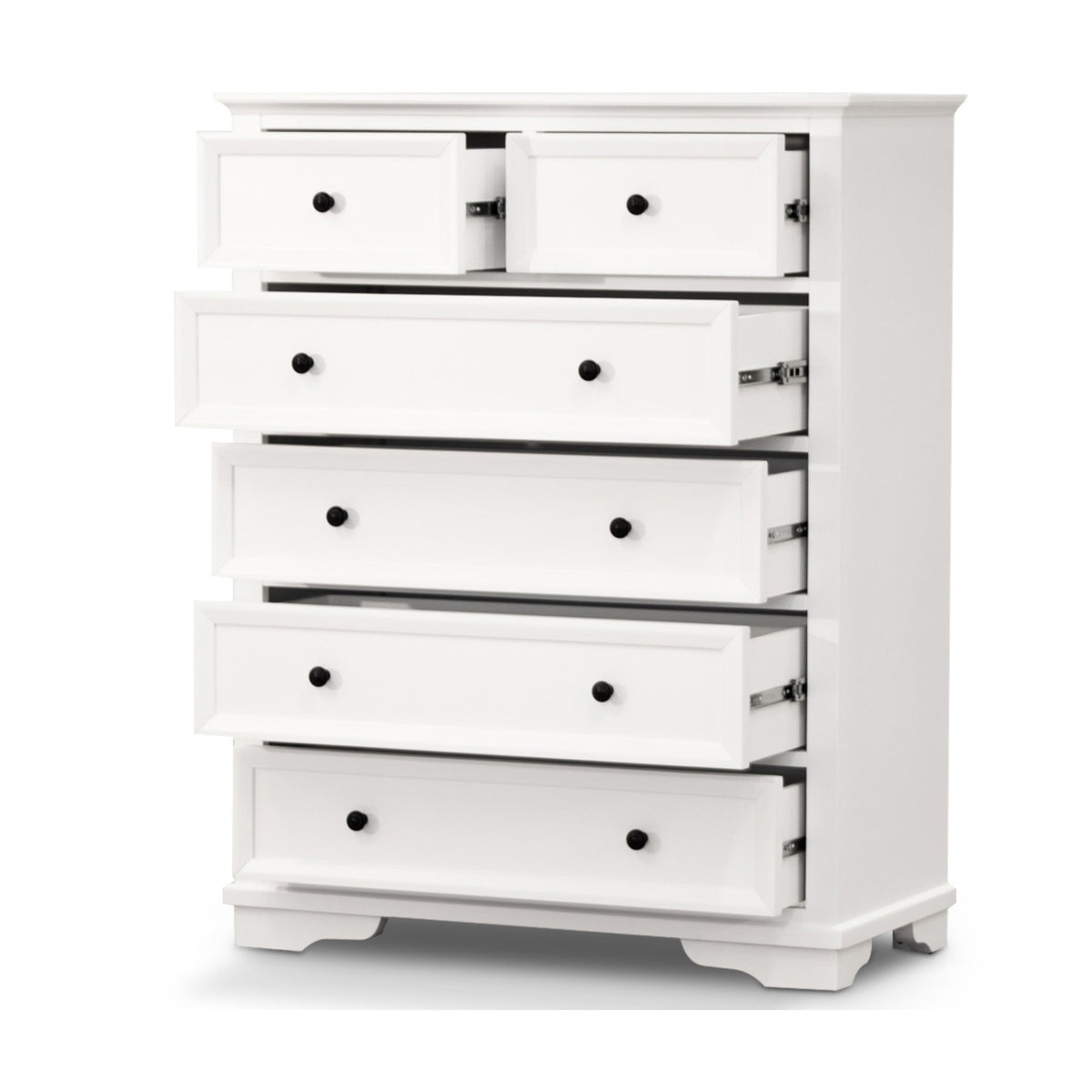 Venice Tallboy Chest of 6 Drawer Cabinet White