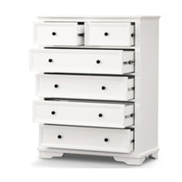 Venice Tallboy Chest of 6 Drawer Cabinet White