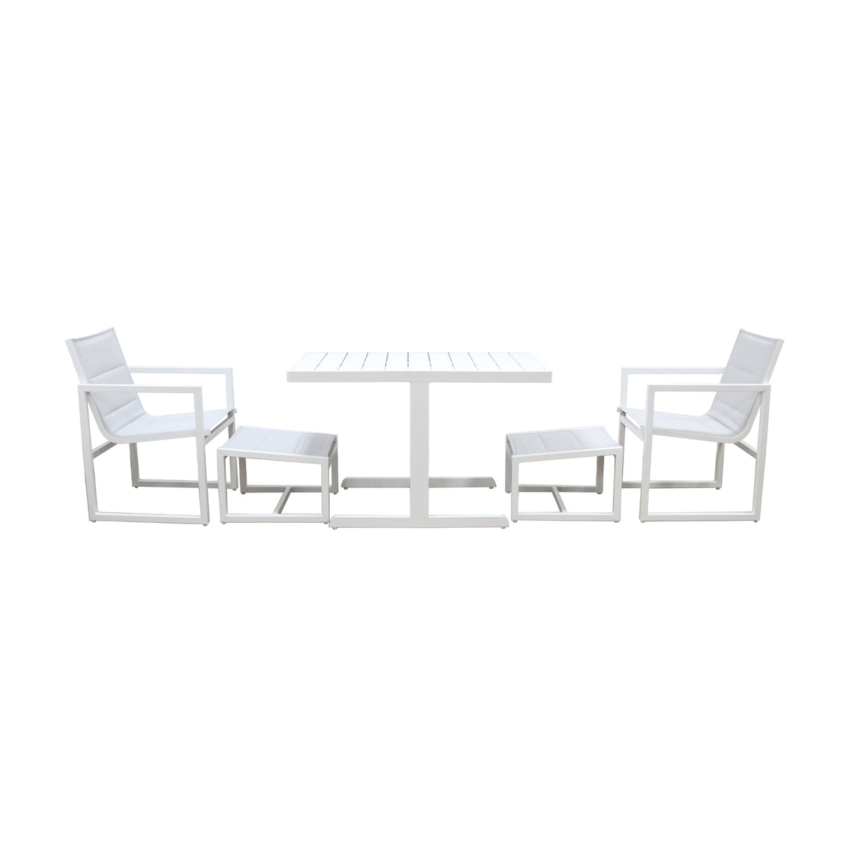 Venus 5pc Outdoor Balcony Aluminium Dining Chair Table White