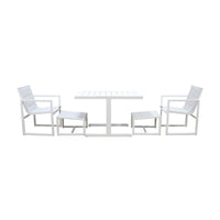 Venus 5pc Outdoor Balcony Aluminium Dining Chair Table White