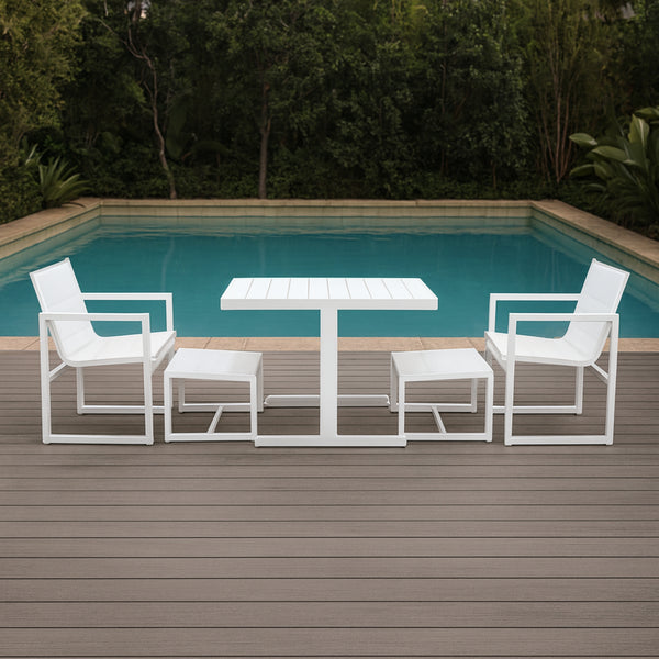Venus 5pc Outdoor Balcony Aluminium Dining Chair Table White