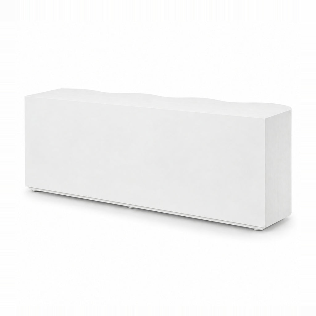 Wave white buffet rear three-quarter view on a white background, showing the flat back panel