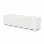 Wave white entertainment unit rear three-quarter view on a white background, showing the flat back panel