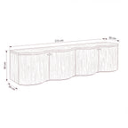 Wave 215cm white entertainment unit — dimensions diagram, W215 x D50 x H50 cm