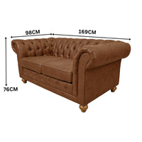 Winston 2 Seater Chesterfield Fabric Sofa Tan