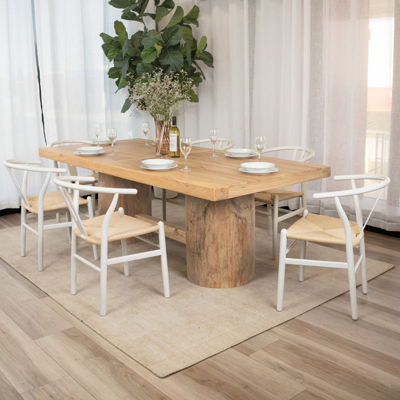 Winston 220cm Dining Table Reclaimed Elm Wood Natural