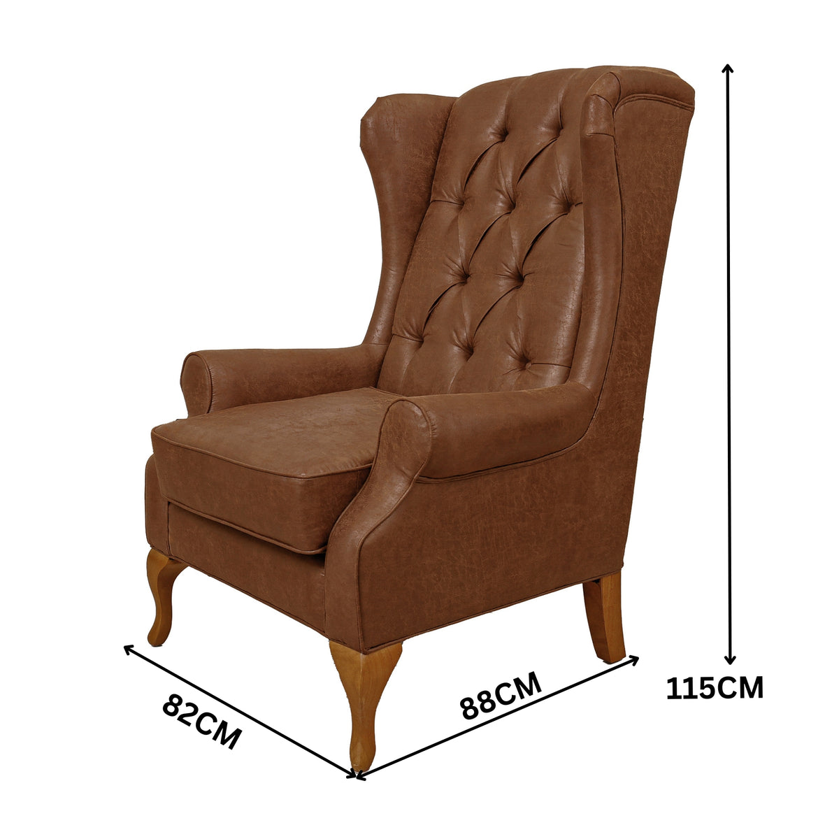 Winston Chesterfield Wing Chair Fabric Sofa Tan