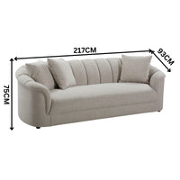 Yorker 3 Seater Fabric Sofa Beige