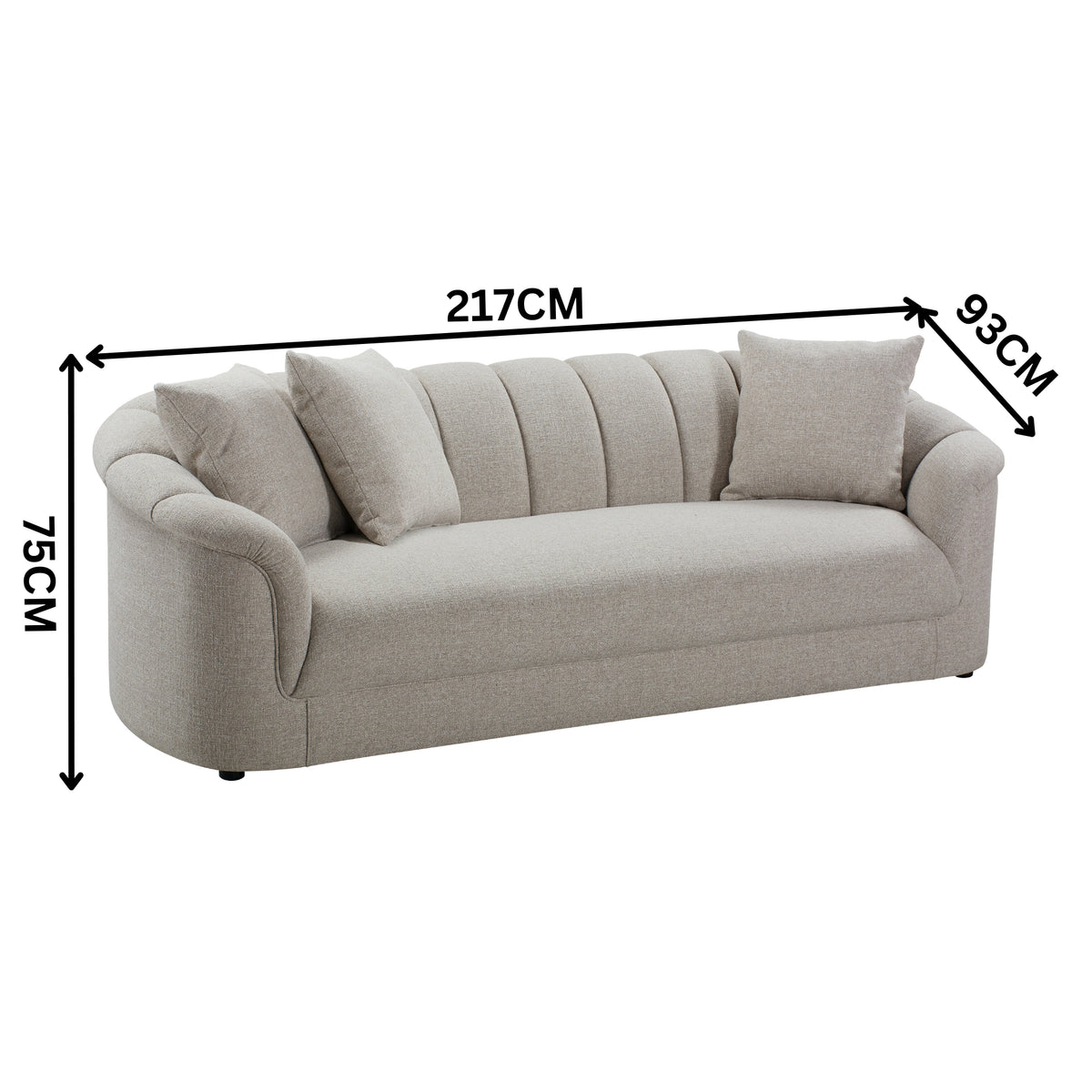 Yorker 3 Seater Fabric Sofa Beige