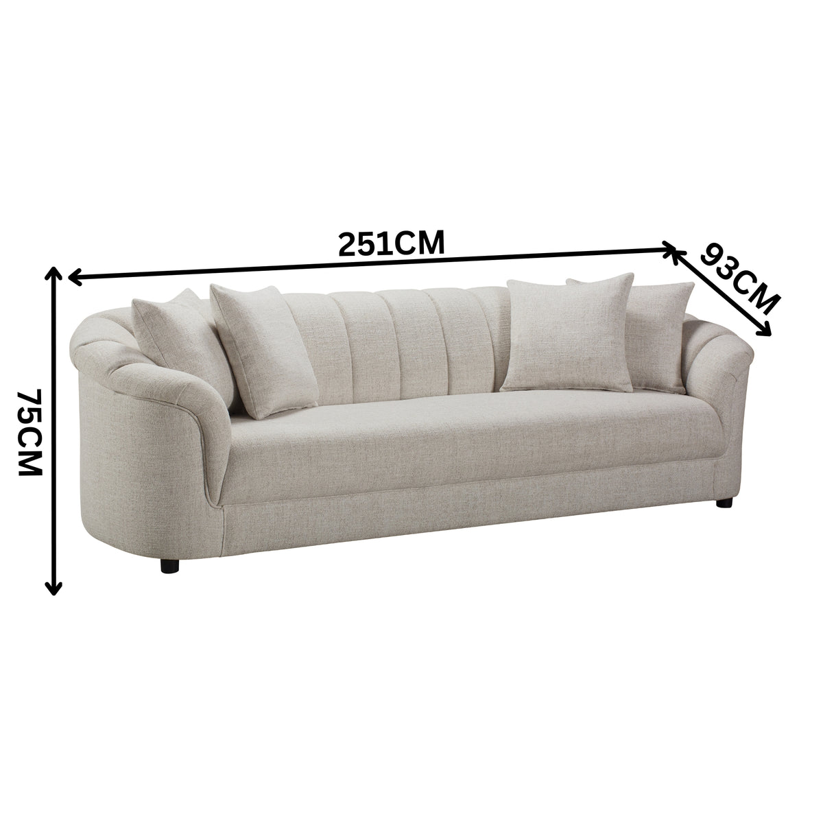Yorker 4 Seater Fabric Sofa Beige