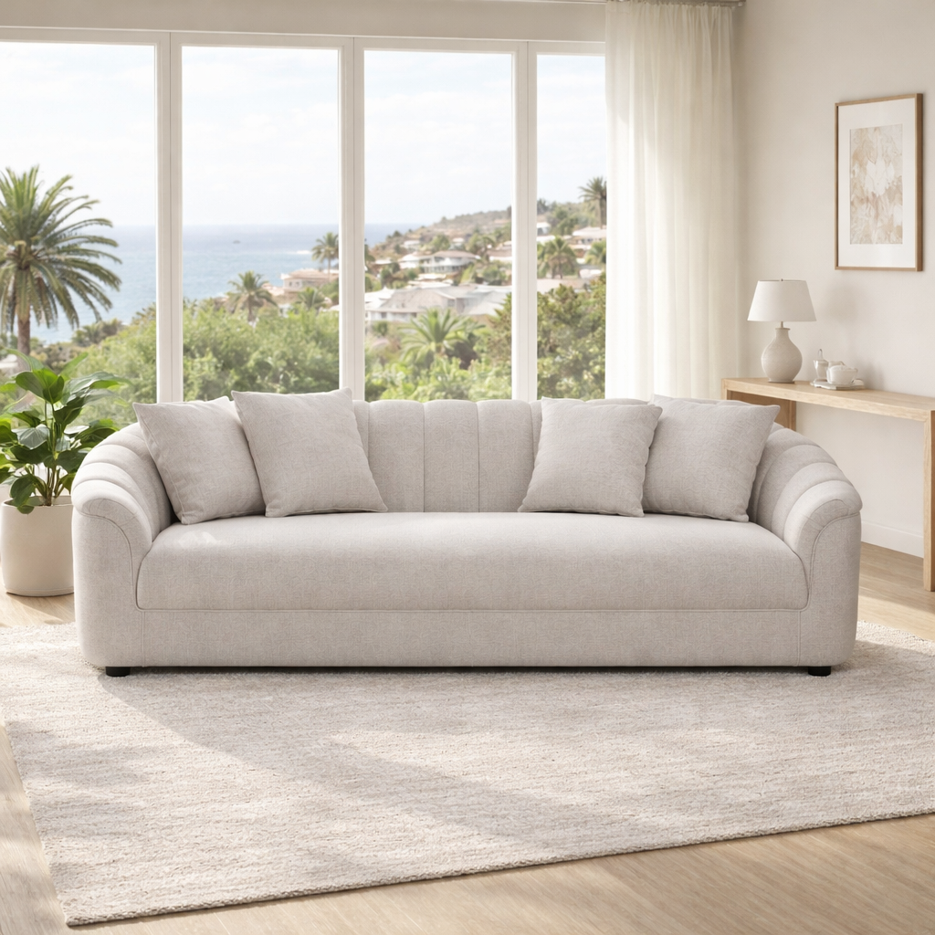 Yorker 4 Seater Fabric Sofa Beige