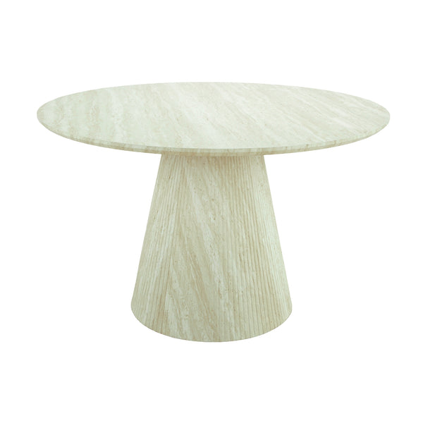 Yvon 120cm Round Dining Table Travertine White