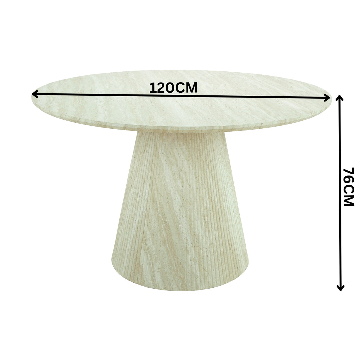 Yvon 120cm Round Dining Table Travertine White