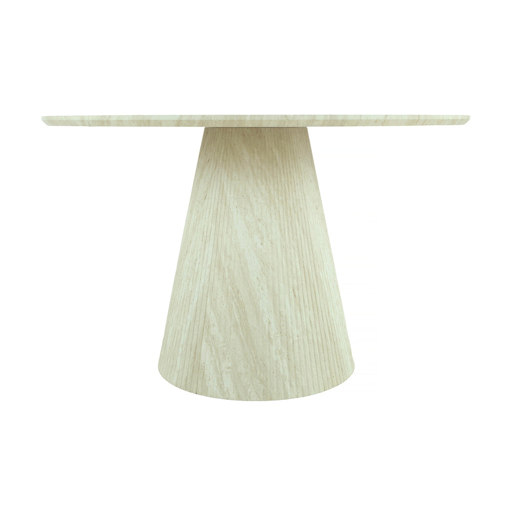 Yvon 120cm Round Dining Table Travertine White