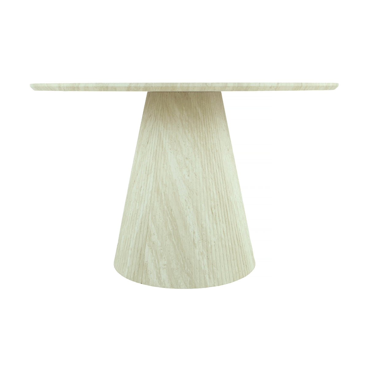 Yvon 120cm Round Dining Table Travertine White