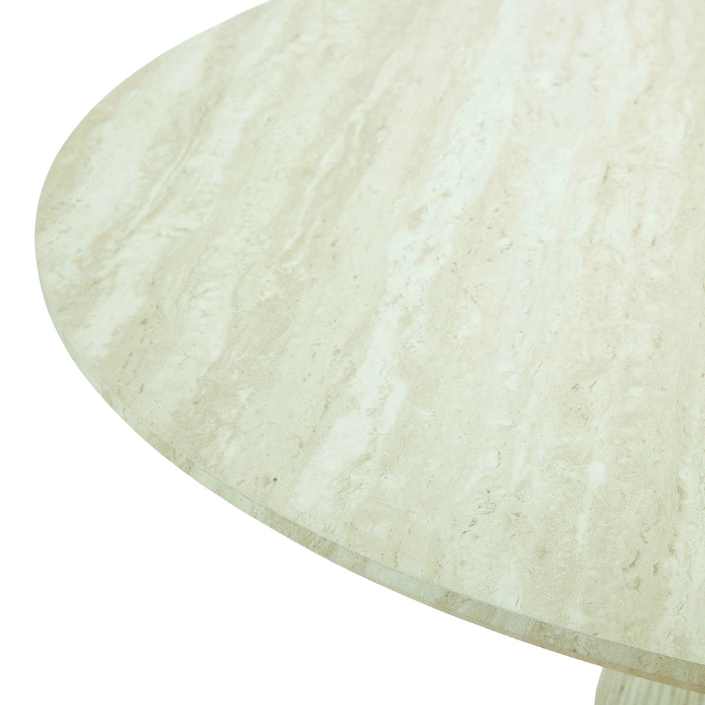 Yvon 120cm Round Dining Table Travertine White
