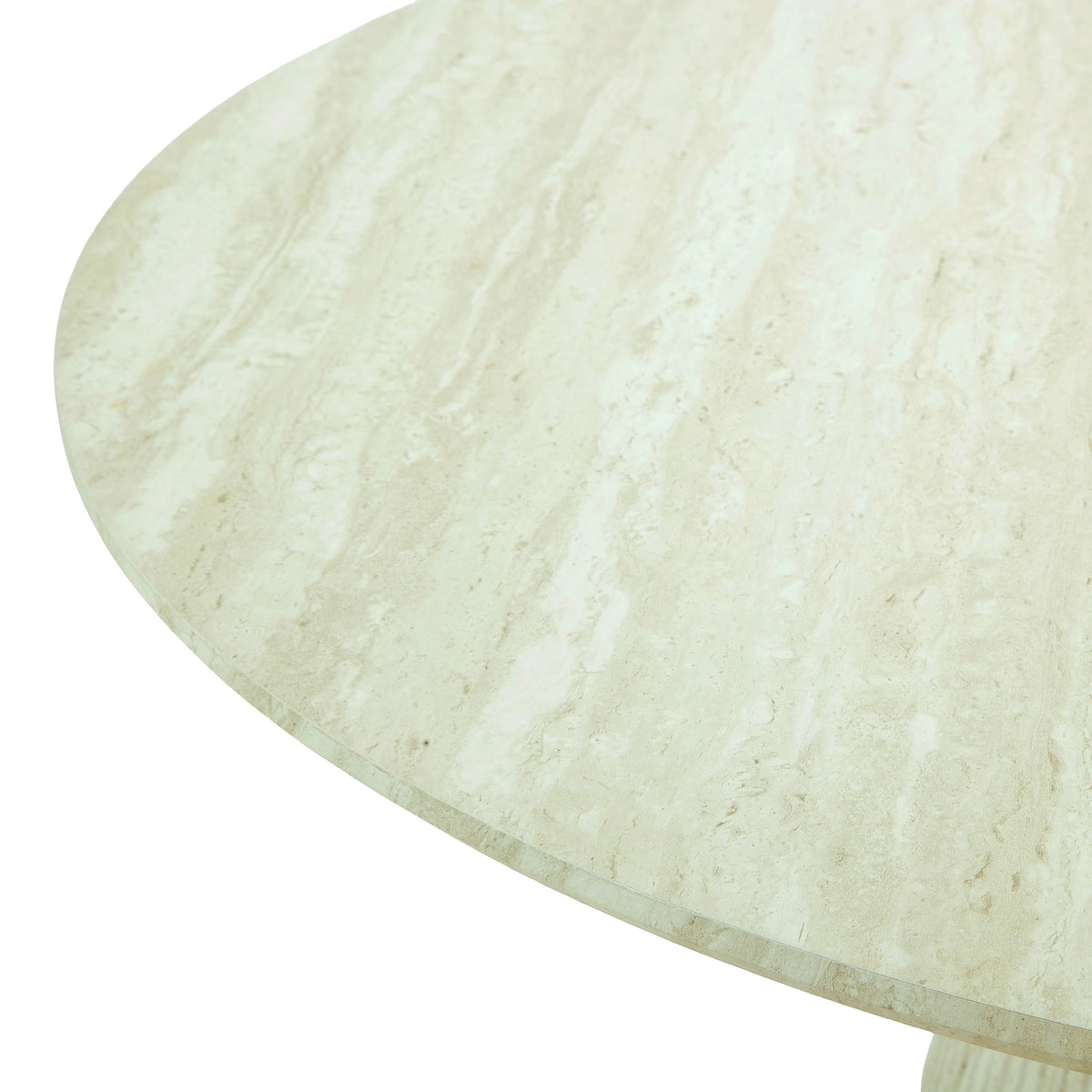 Yvon 120cm Round Dining Table Travertine White