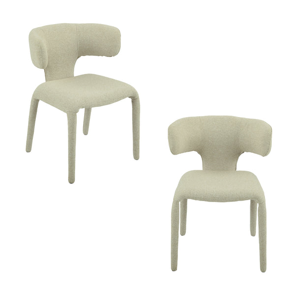 Yvon 2pc Set Boucle Fabric Dining Chair Ivory
