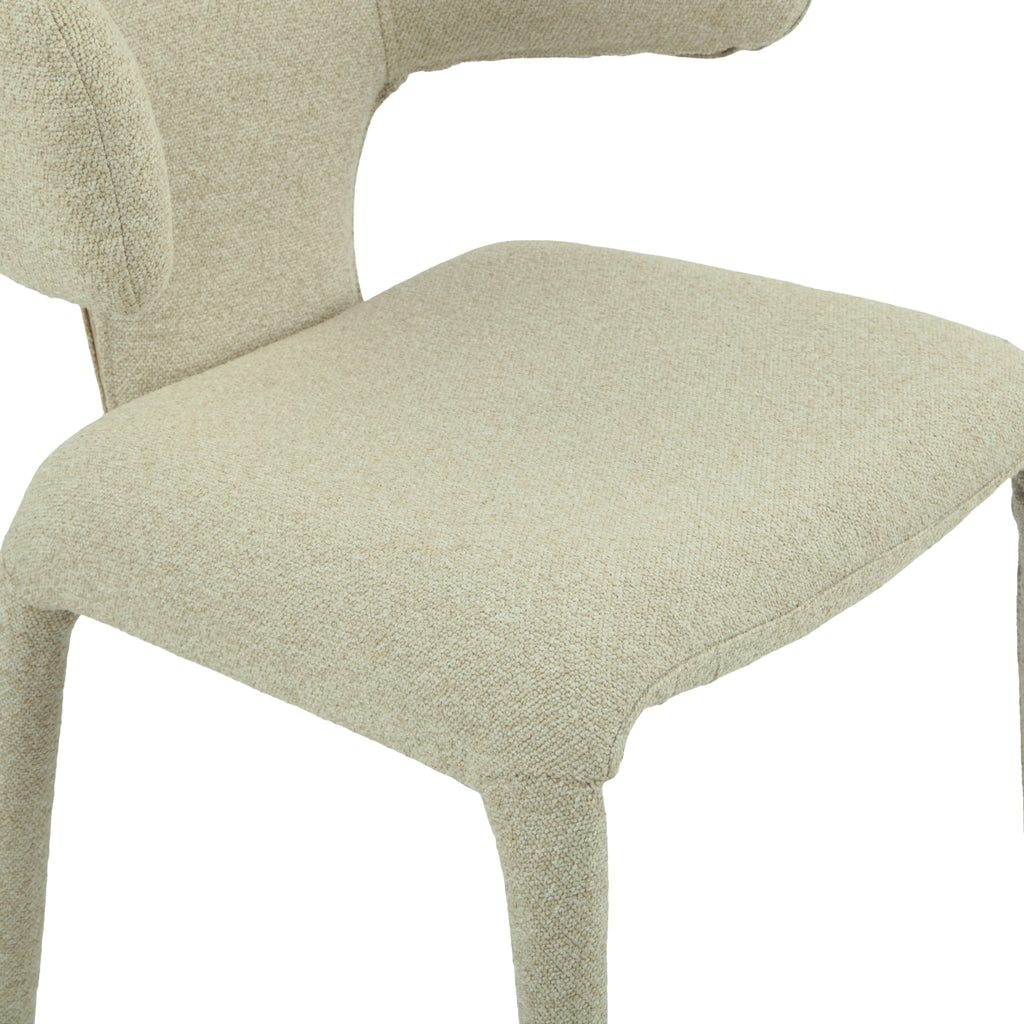 Yvon 2pc Set Boucle Fabric Dining Chair Ivory