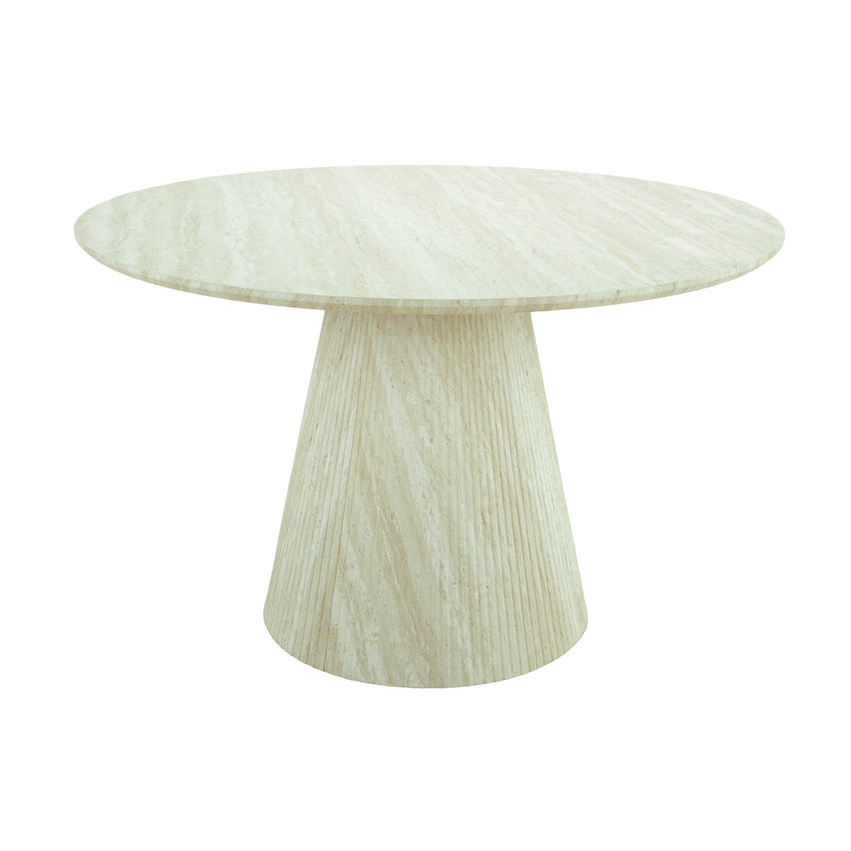 Yvon 5pc Dining Set 120cm Round Dining Table Ivory Boucle Fabric Chair