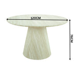 Yvon 5pc Dining Set 120cm Round Dining Table Ivory Boucle Fabric Chair