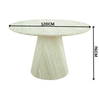 Yvon 5pc Dining Set 120cm Round Dining Table Ivory Boucle Fabric Chair