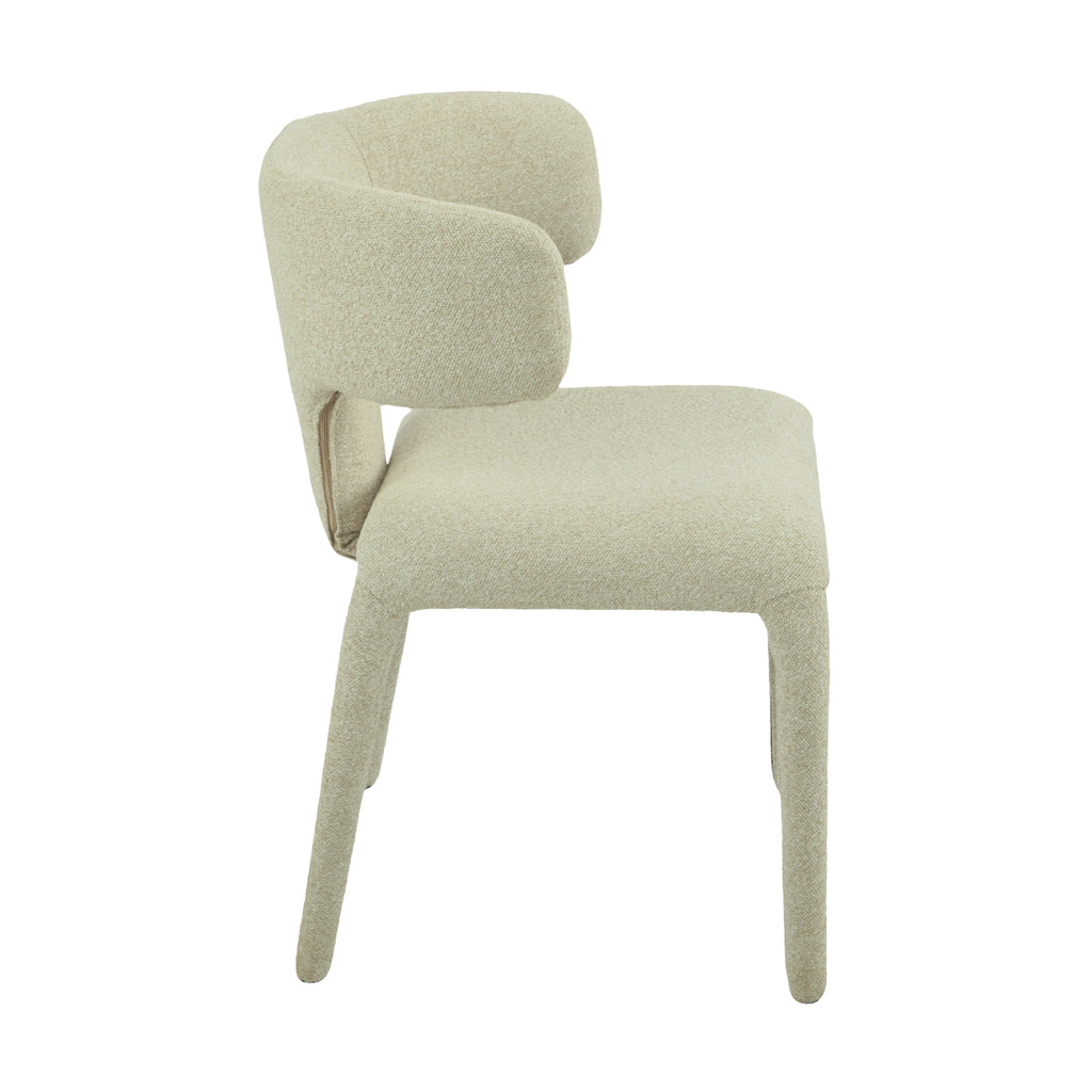 Yvon 5pc Dining Set 120cm Round Dining Table Ivory Boucle Fabric Chair