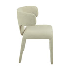 Yvon 5pc Dining Set 120cm Round Dining Table Ivory Boucle Fabric Chair