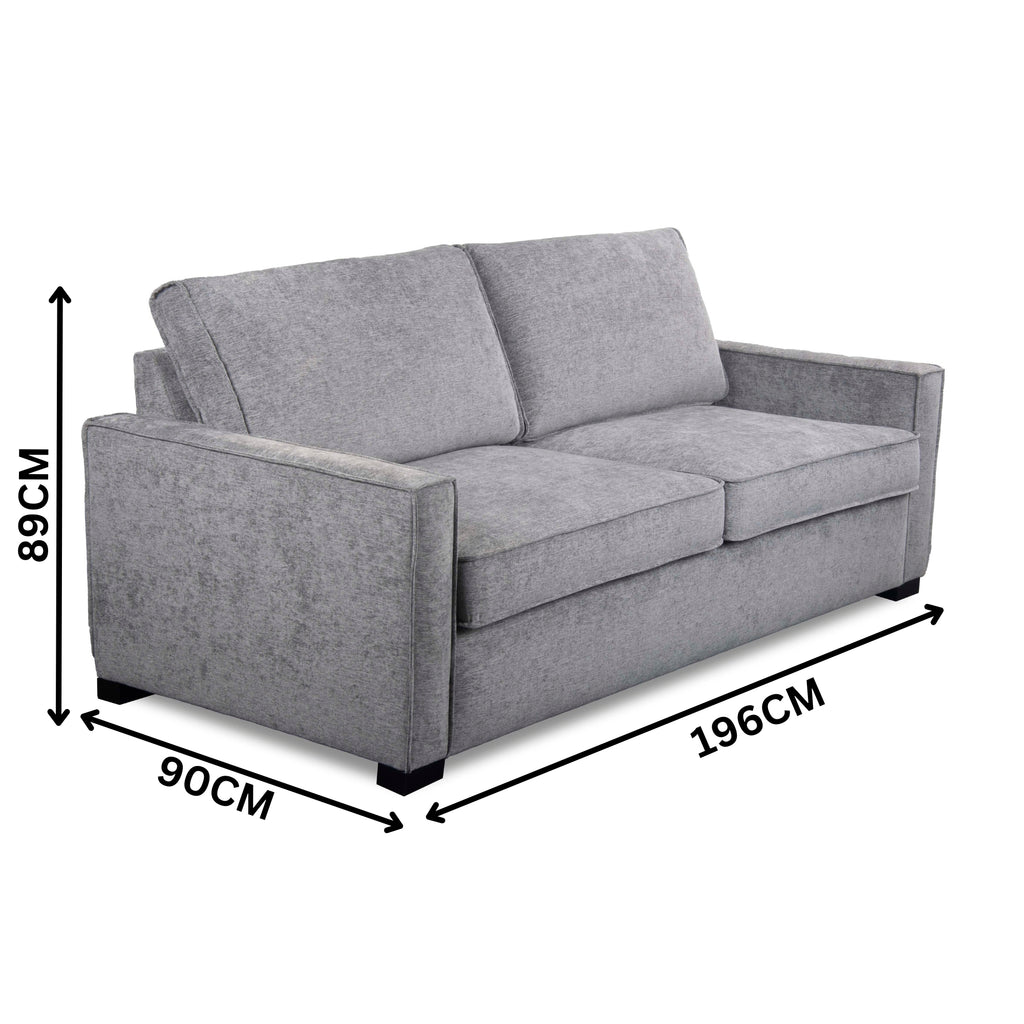 Zeplin Fabric Sofa Queen Bed Lounge Couch Memory Foam Mattress Slate Light Grey