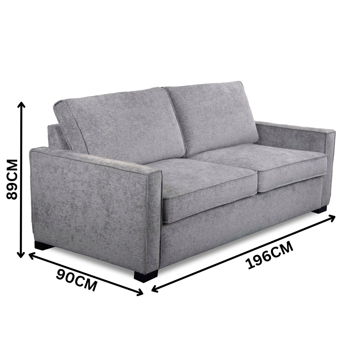 Zeplin Fabric Sofa Queen Bed Lounge Couch Memory Foam Mattress Slate Light Grey
