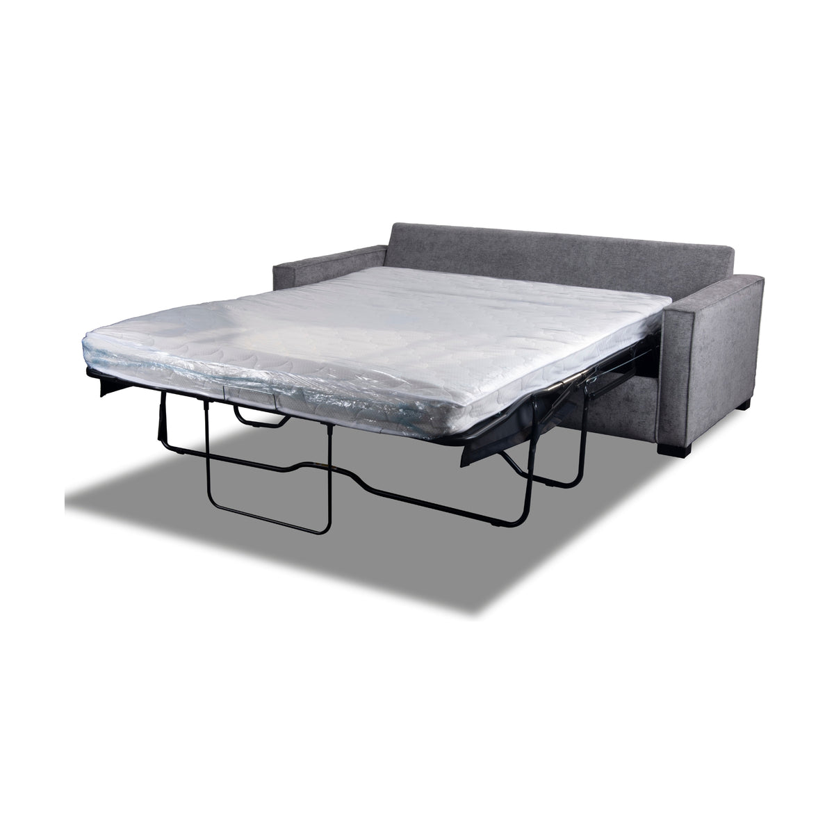Zeplin Fabric Sofa Queen Bed Lounge Couch Memory Foam Mattress Slate Light Grey