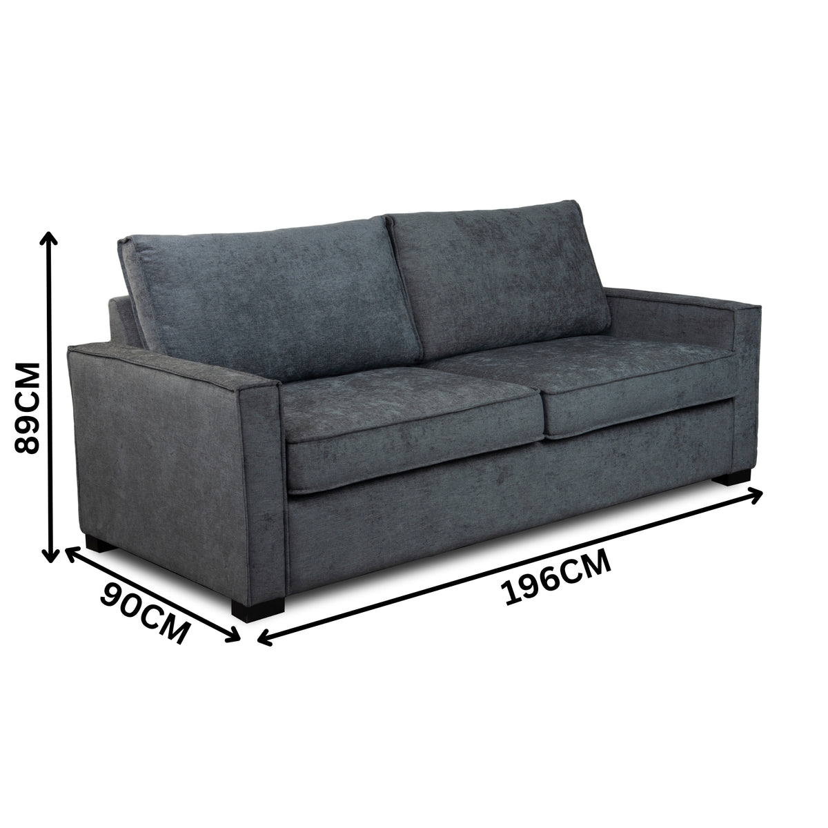 Zeplin Fabric Sofa Queen Bed Lounge Couch Memory Foam Mattress Storm Dark Grey