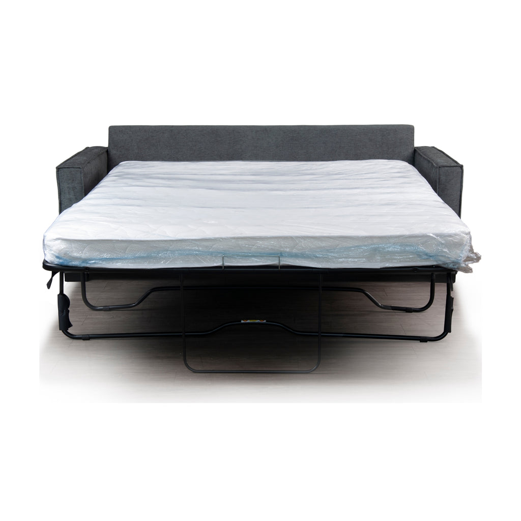 Zeplin Fabric Sofa Queen Bed Lounge Couch Memory Foam Mattress Storm Dark Grey