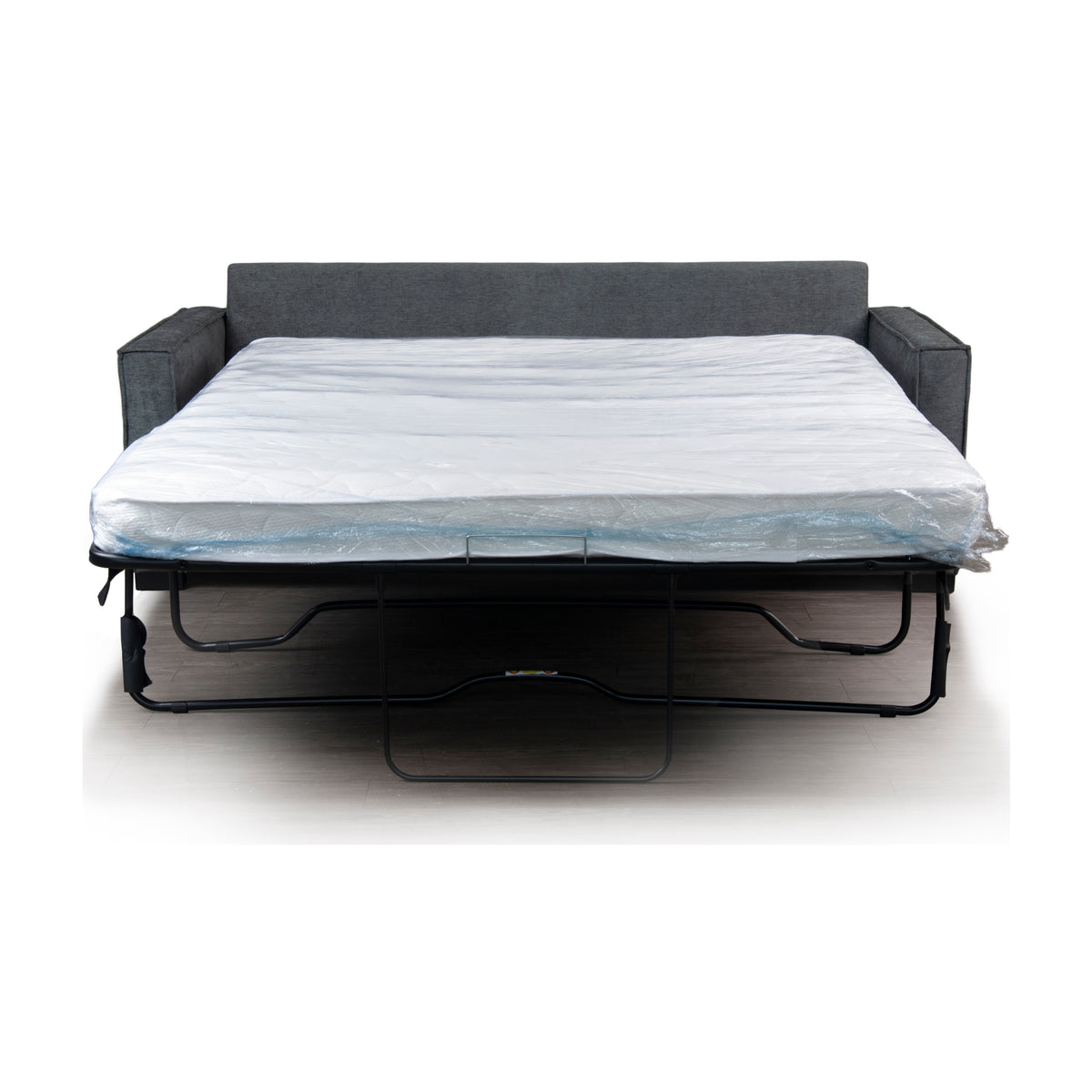 Zeplin Fabric Sofa Queen Bed Lounge Couch Memory Foam Mattress Storm Dark Grey