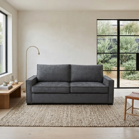 Zeplin Fabric Sofa Queen Bed Lounge Couch Memory Foam Mattress Storm Dark Grey